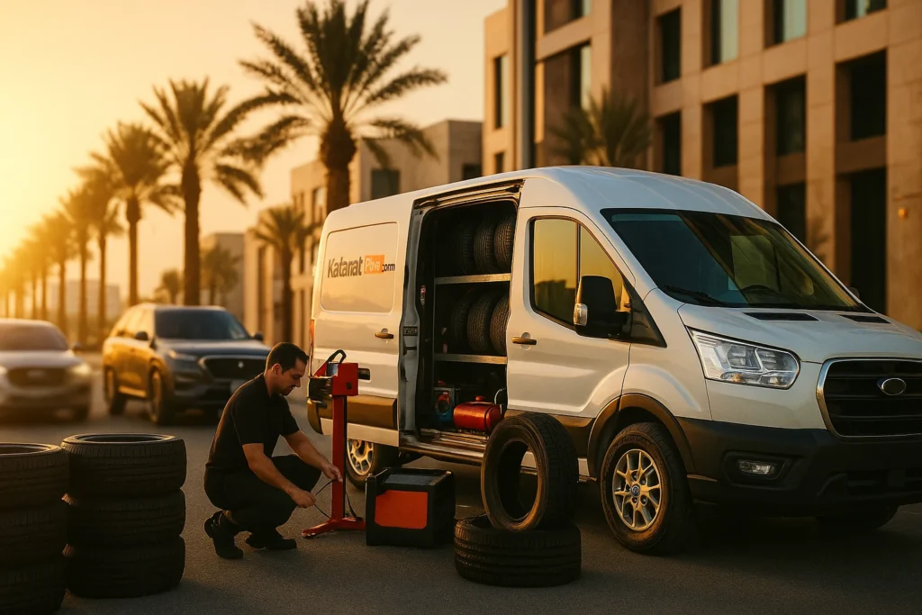 Mobile tire service for at-home installation and maintenance